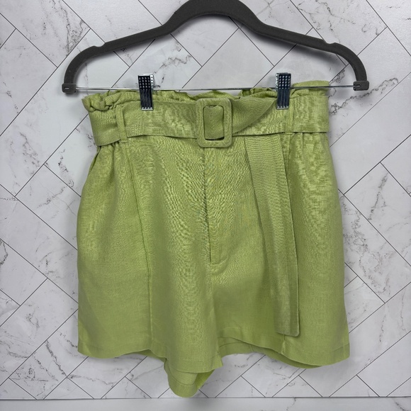 HOSBJERG | Babette Sarah Shorts Linen Belted A-Line High Waisted Pistachio Sage - Picture 3 of 15